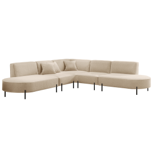 PARMA Corner HILLS Ecksofa – modernes Design, Komfort & Bouclé Stoff - Creme Beige (Quelle 06)