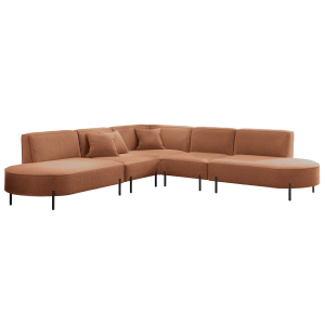 PARMA Corner HILLS Ecksofa – modernes Design, Komfort & Bouclé Stoff - Ziegel, Orange (Quelle 54)