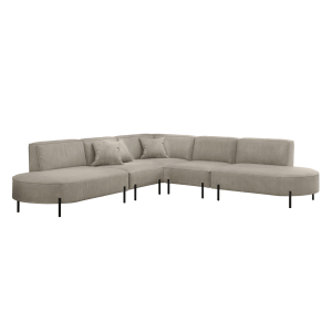 PARMA Corner HILLS Ecksofa – luxuriöser Velours NOEL mit Schattierungseffekt - Hellgrau (Noel 14) 