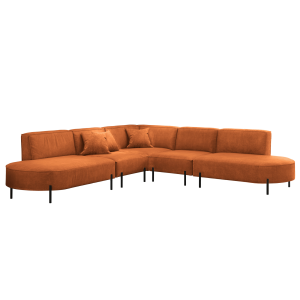 PARMA Corner HILLS Ecksofa – luxuriöser Velours NOEL mit Schattierungseffekt - Ziegel (Noel 12)