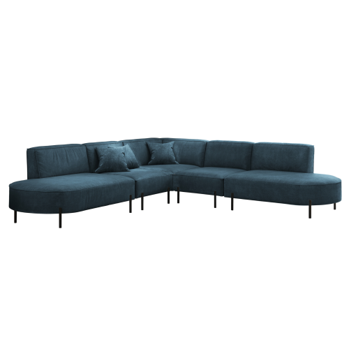 PARMA Corner HILLS Ecksofa – luxuriöser Velours NOEL mit Schattierungseffekt - Dunkelblau (Noel 16)