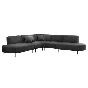 PARMA Corner HILLS Ecksofa – luxuriöser Velours NOEL mit Schattierungseffekt - Graphit (Noel 25)