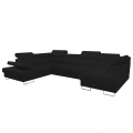Ecksofa Echtes Leder GALAXY MAX II U-Form 215x350 Schlaffunktion, Schwarz (K-70)