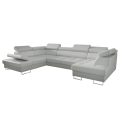 Ecksofa Echtes Leder GALAXY MAX II U-Form 215x350 Schlaffunktion, Hellgrau U-24