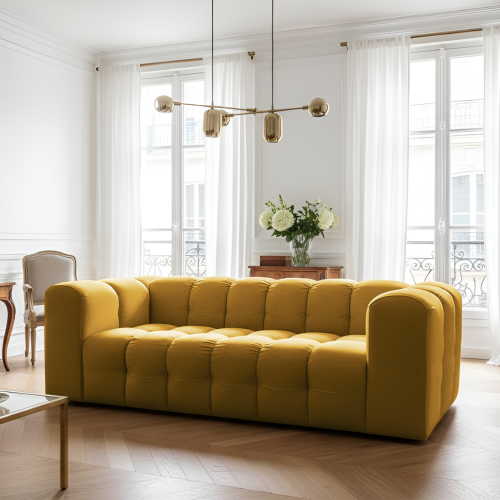 BALOO 3-Sitzer Sofa, Modernes Design & luxuriöser Komfort für dein Wohnzimmer - Senf (Tiffany 08)