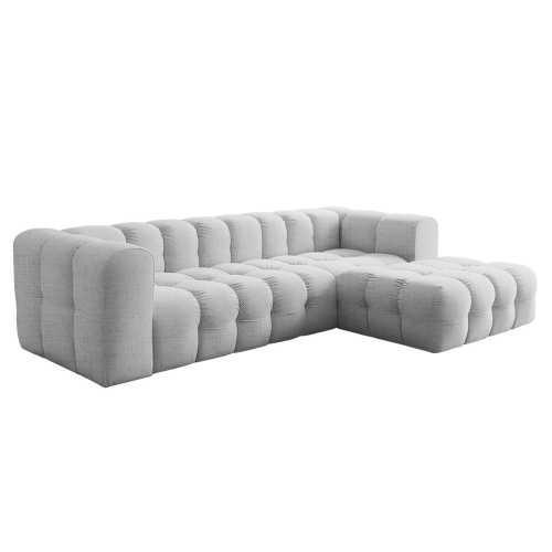 BALOO L Ecksofa – modernes Design & Komfort mit hochwertiger HR-Schaumstoff-Polsterung - Hellgrau, Stoff Moly 70