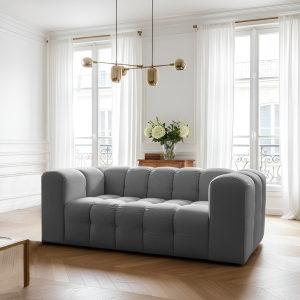 BALOO Sofa 2-Sitzer Set 200 cm – HR-Schaum, modernes Design & Komfort – Grau (Tiffany 16)