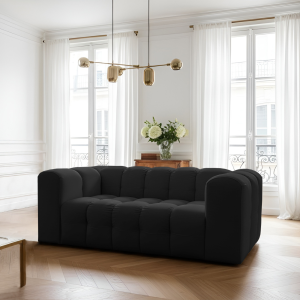 BALOO Sofa 2-Sitzer Set 200 cm – HR-Schaum, modernes Design & Komfort – Schwarz (Tiffany 20)