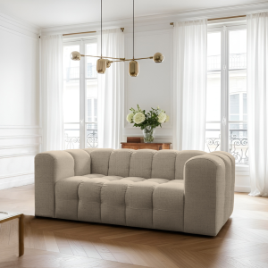 BALOO Sofa 2-Sitzer Set 200 cm – HR-Schaum, modernes Design & Komfort – Beige, Stoff Moly 11