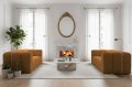 BALOO Sofa 2-Sitzer Set 200 cm – HR-Schaum, modernes Design & Komfort – Orange, Stoff Moly 51