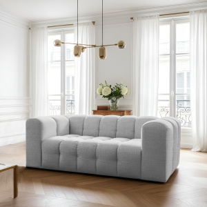 BALOO Sofa 2-Sitzer Set 200 cm – HR-Schaum, modernes Design & Komfort – Hellgrau, Stoff Moly 70