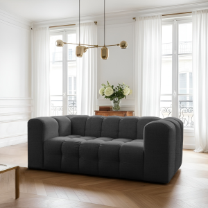 BALOO Sofa 2-Sitzer Set 200 cm – HR-Schaum, modernes Design & Komfort – Anthrazit, Stoff Moly 97
