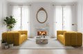 BALOO Sofa 2x3-Sitzer Set 200 cm – HR-Schaum, modernes Design & Komfort – Senf (Tiffany 08)