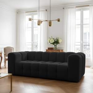 BALOO Sofa 2x3-Sitzer Set 230 cm – HR-Schaum, modernes Design & Komfort – Schwarz (Tiffany 20)