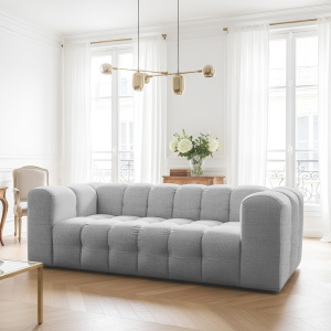 BALOO Sofa 2x3-Sitzer Set 230 cm – HR-Schaum, modernes Design & Komfort – Hellgrau, Stoff Moly 70