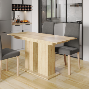 Esstisch Moderno – Moderner Ausziehtisch mit Holzdetails, 130–170 cm - Sonoma-Eiche