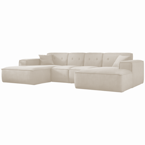 Ecksofa LUGA U M ohne Knöpfen 342 cm Beige (Cloud 03) - ohne Knöpfe