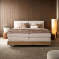 Boxspringbett NEBIA aus massiver Eiche – modernes Bett mit Stauraum, minimalistisches Design - 180x200 cm