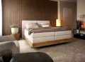 Boxspringbett NEBIA aus massiver Eiche – modernes Bett mit Stauraum, minimalistisches Design