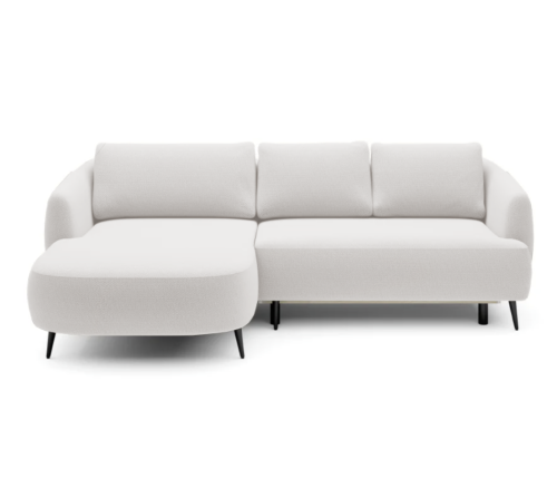 Ecksofa CANDY mit Schlaffunktion, Bettkasten & eleganten Metallfüßen - Creme (Aurora 02)