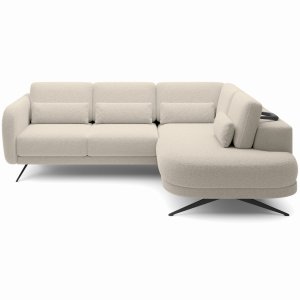 Ecksofa ILUSIO L Relaxfunktion Elektrisch verstellbare Sitztiefe Beige Bouclé (Quelle 06) 
