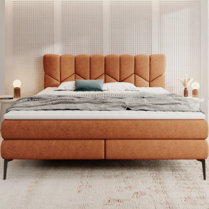 Boxspringbett BARI – elegantes Designerbett mit Bonell- und 7-Zonen-Taschenfederkernsystem, gesteppter Kopfstütze und hohem Schlafkomfort - 180x200 cm 
