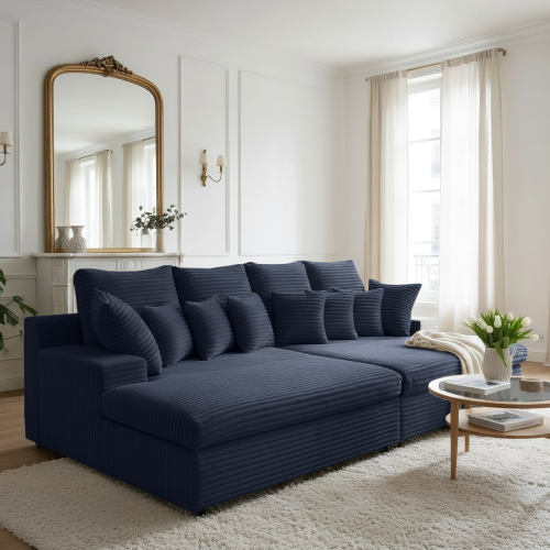 Sofa LAZY – große Familiencouch mit HR-Schaum & Schlaffunktion - Dunkelblau (Tilia 77).png