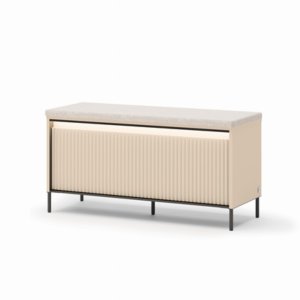 TREND GARDEROBE TG-05 – Sitzbank mit LED-Beleuchtung, Schuhablage und Polster, Beige Sand