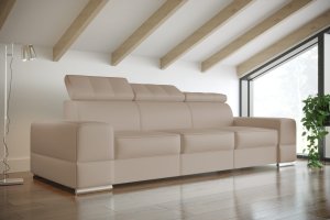Ledersofa ROYAL III Leder Couch verstellbare Kopfstützen 295 cm - Beige K-15