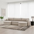 VERONA U Cord Ecksofa mit Schlaffunktion – großes U-Sofa mit Bettkasten, breitem Sitzkomfort & POSO Cordstoff - Beige 100