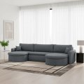 VERONA U Cord Ecksofa mit Schlaffunktion – großes U-Sofa mit Bettkasten, breitem Sitzkomfort & POSO Cordstoff - Grau 60