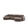 VERONA U Ecksofa mit Schlaffunktion – großes U-Sofa mit Bettkasten, feinem FARO Stoff & höchstem Sitzkomfort - Braun