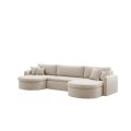 VERONA U Ecksofa mit Schlaffunktion – großes U-Sofa mit Bettkasten & exklusivem QUELLE Bouclé Stoff - Creme