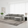 VERONA U Ecksofa mit Schlaffunktion – großes U-Sofa mit Bettkasten & exklusivem QUELLE Bouclé Stoff - Hellgrau