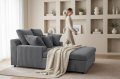 LAZY ONE Chaiselongue im modernen Cord-Look – luxuriöse Liege mit weichen Kissen & Komfortpolsterung - Grau
