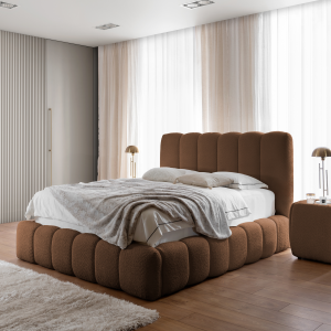 Designer Polsterbett CANDE mit Stauraum – elegantes Bett 120×200 cm für Ihr Schlafzimmer - Mokka, Braun (Catch Me 06)