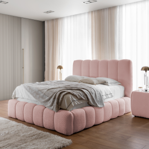 Designer Polsterbett CANDE mit Stauraum – elegantes Bett 120×200 cm für Ihr Schlafzimmer - Rosa (Catch Me 20)