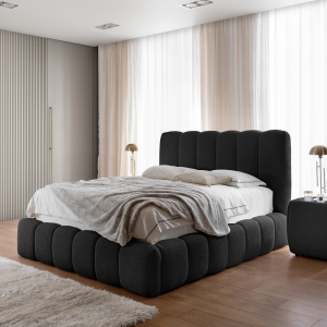 Designer Polsterbett CANDE mit Stauraum – elegantes Bett 140×200 cm für Ihr Schlafzimmer - Schwarz (Catch Me 27)