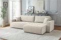 Ecksofa KORA – Modernes, komfortables Sofa mit Schlaffunktion und Stauraum für Wohnzimmer - Creme (Wind 05)