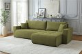 Ecksofa KORA – Modernes, komfortables Sofa mit Schlaffunktion und Stauraum für Wohnzimmer - Olivgrün (Wind 34)