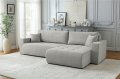 Ecksofa KORA – Modernes, komfortables Sofa mit Schlaffunktion und Stauraum für Wohnzimmer - Grau (Wind 90)