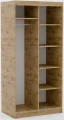 DELIA Kleiderschrank – Moderner Lamellen-Schrank, Schiebetürenschrank mit Spiegel & Stauraum | 100 cm - Holz
