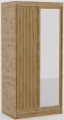 DELIA Kleiderschrank – Moderner Lamellen-Schrank, Schiebetürenschrank mit Spiegel & Stauraum | 100 cm - Holz