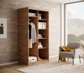 DELIA Kleiderschrank – Moderner Lamellen-Schrank, Schiebetürenschrank mit Spiegel & Stauraum | 100 cm - Holz / Schwarz