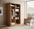 DELIA Kleiderschrank – Moderner Lamellen-Schrank, Schiebetürenschrank mit Spiegel & Stauraum | 120 cm - Holz