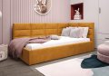 Einzelbett ZAZU mit Stauraum und Matratze – Gepolstertes Bett für Kinder- und Jugendzimmer - Senf (Terra 48)