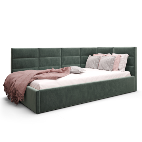 Einzelbett ZAZU mit Stauraum und Matratze – Gepolstertes Bett für Kinder- und Jugendzimmer - Grau (Terra 92).png