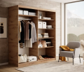 DELIA Kleiderschrank – Moderner Lamellen-Schrank, Schiebetürenschrank mit Spiegel & Stauraum  180 cm - Holz  Schwarz