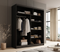 Schwebetürenschrank Nico 180 mit Spiegel – Eleganz und Funktionalität für moderne Wohnräume - Schwarz-Weiß