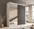 Schwebetürenschrank Nico 180 mit Spiegel – Eleganz und Funktionalität für moderne Wohnräume - WeißSchwarz.png